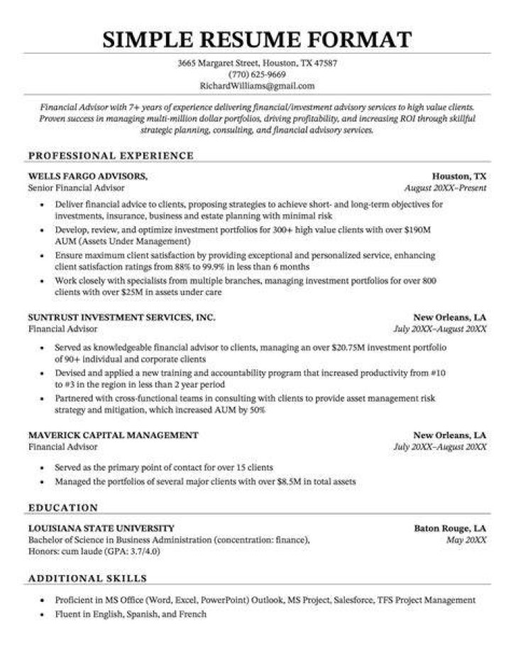 What is a resume give an example in the proper format?