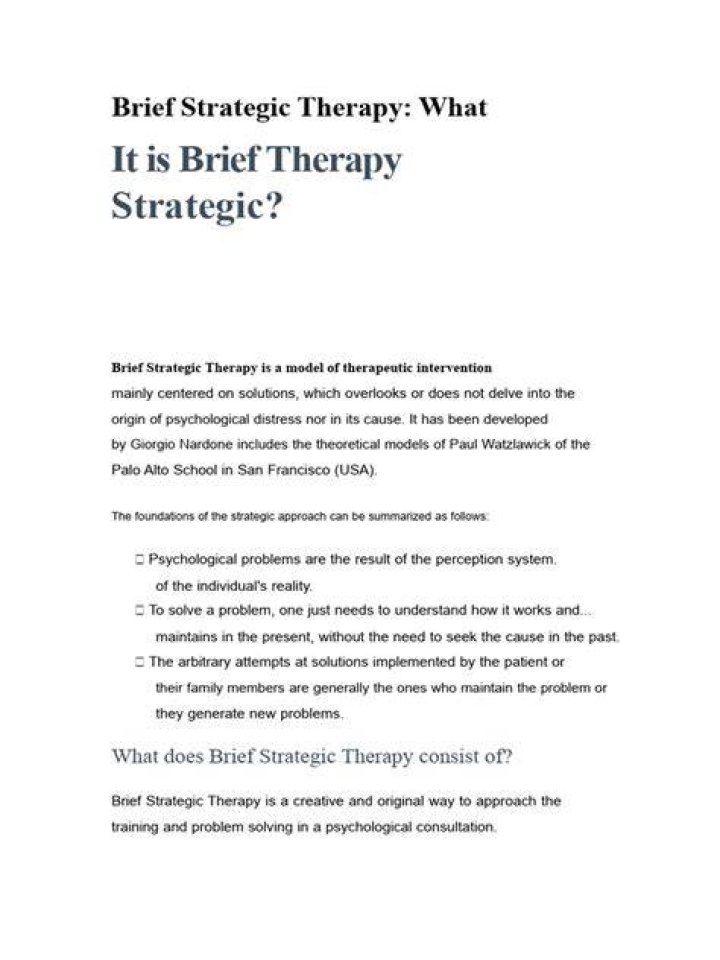 What is brief strategic therapy?