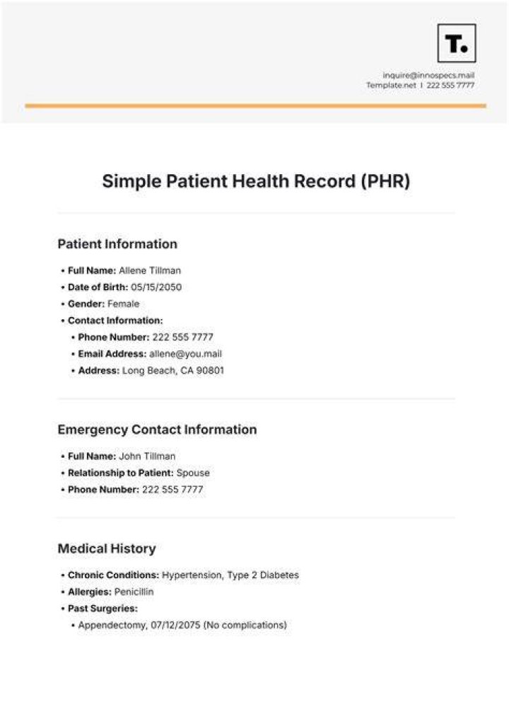 What is the purpose of the patient's health record?
